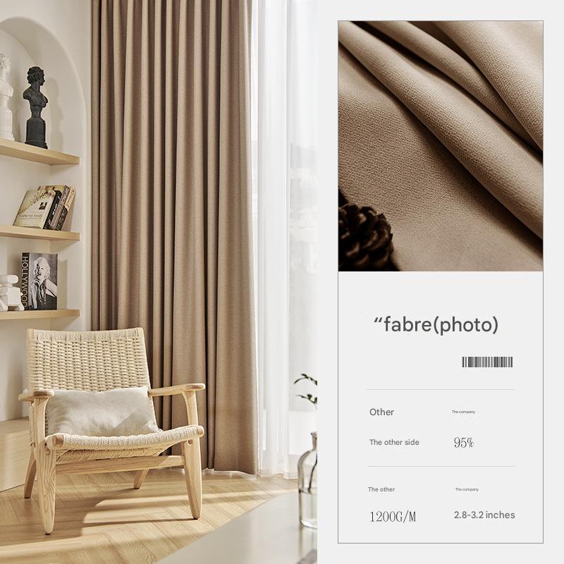 T402 new thick blackout chenille curtains modern simple living room bedroom high-grade curtains finished product Curtain
