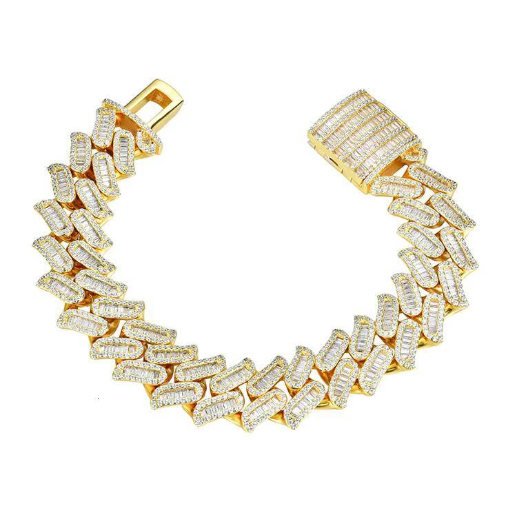 Iced Out Bracelets High Quality Mens Gold Plated Brass Cuban Bracelet