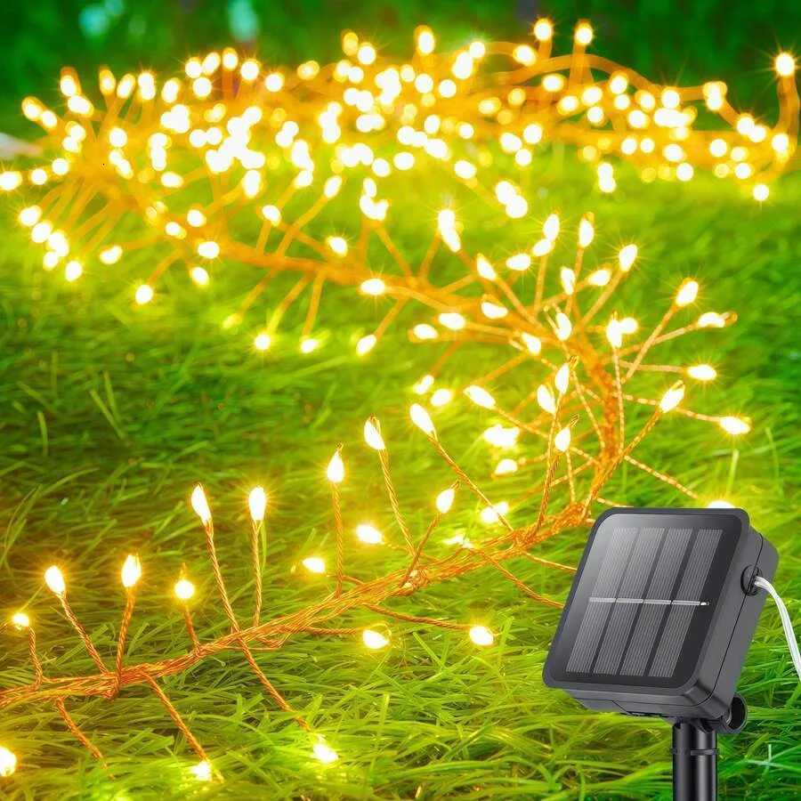 Solar LED Firecracker String Lights Outdoor Waterproof Garland Fairy Light for Wedding Party Garden Christmas Holiday Decoration M251113