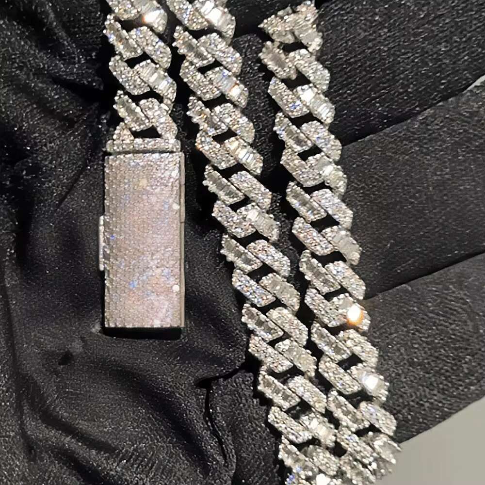 Custom 13mm Hip Hop Jewelry Necklace Iced Out Diamond Cuban Link Chain 925 Sterling Silver Moissanite Necklace Bracelet Men