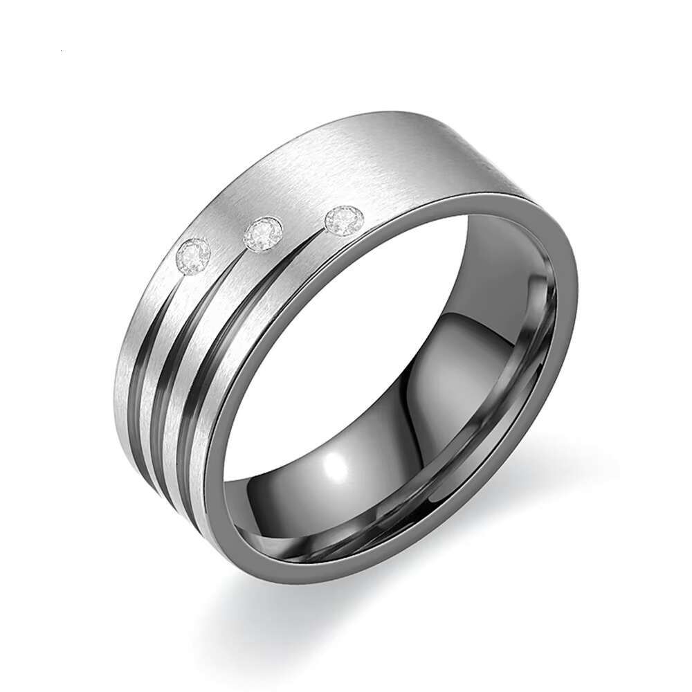 Classic Stainless Steel Ring New Hip Hop Titanium Steel Set Rhinestone Couple Gift Jewelry Ring Wholesale Customization