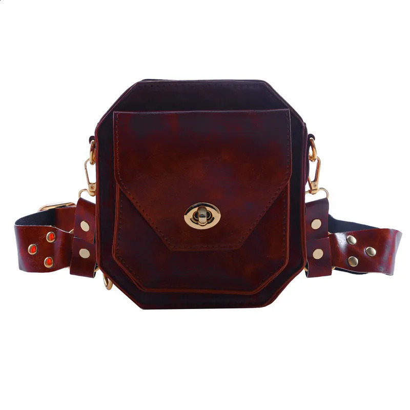 Punk Retro PU waist bag casual small square hip bag suitable for womens cross body multifunctional outdoor leg phone bag 250408