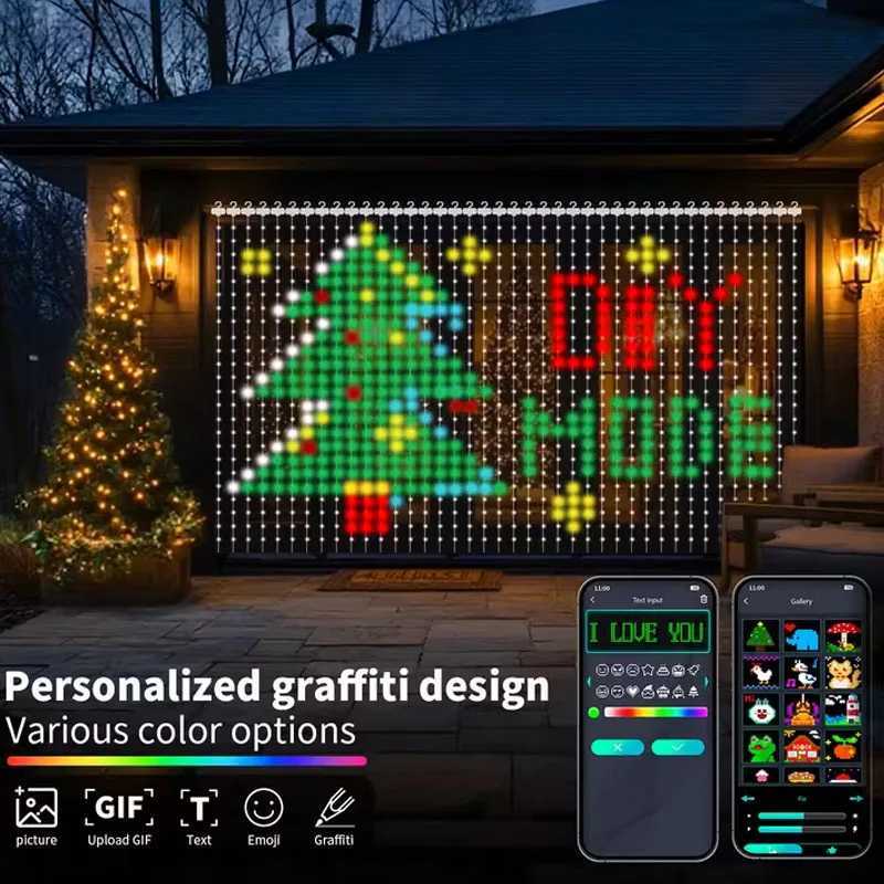 Christmas Decor Smart Curtain Lights WiFi App Remote Control IP65 Waterproof 400 LEDs Outdoor Lights Ideal Christmas Gifts W251112