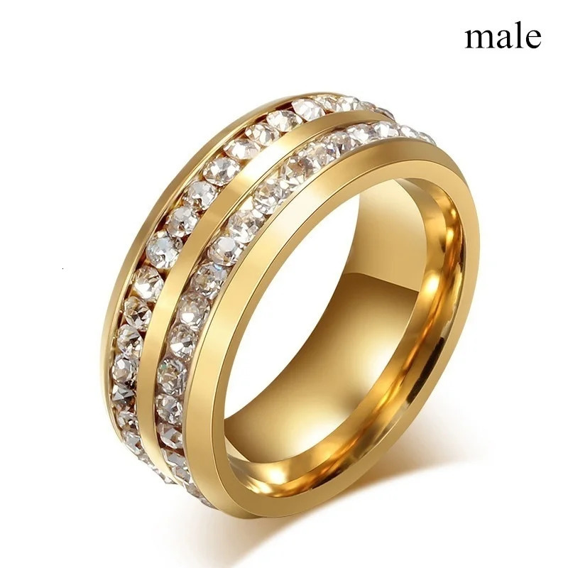 Fashion Couple Rings Vintage Stainless Steel Men Wedding Ring Elegant Women Square Cut Zircon Rings Set Engagement Jewelry Gifts 251113