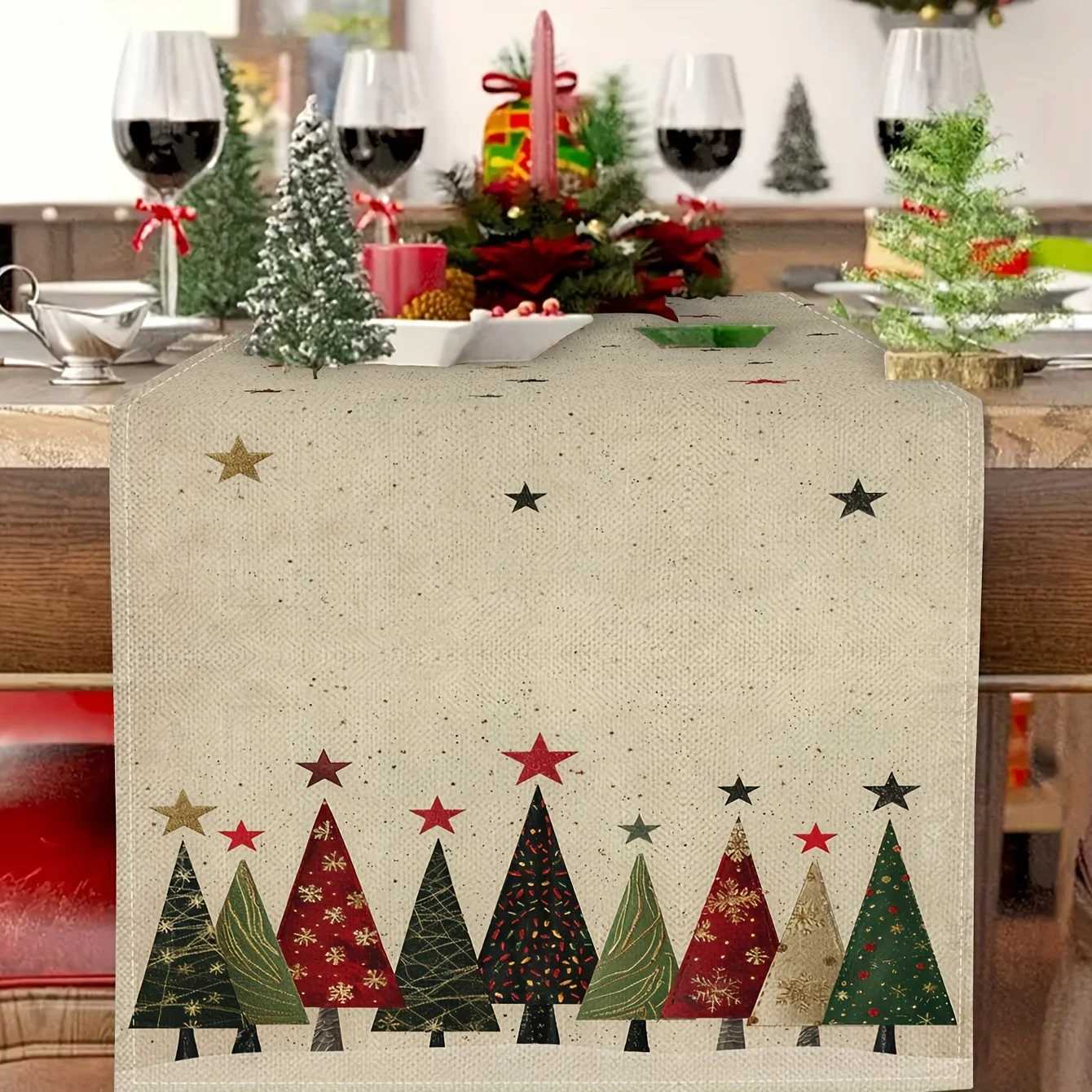 Christmas Bohemian Strip 1 Christmas Tree Table Runner Tablecloth Holiday Decoration Day Indoor and Outdoor Party Supplies Seasonal Celebr Y251113