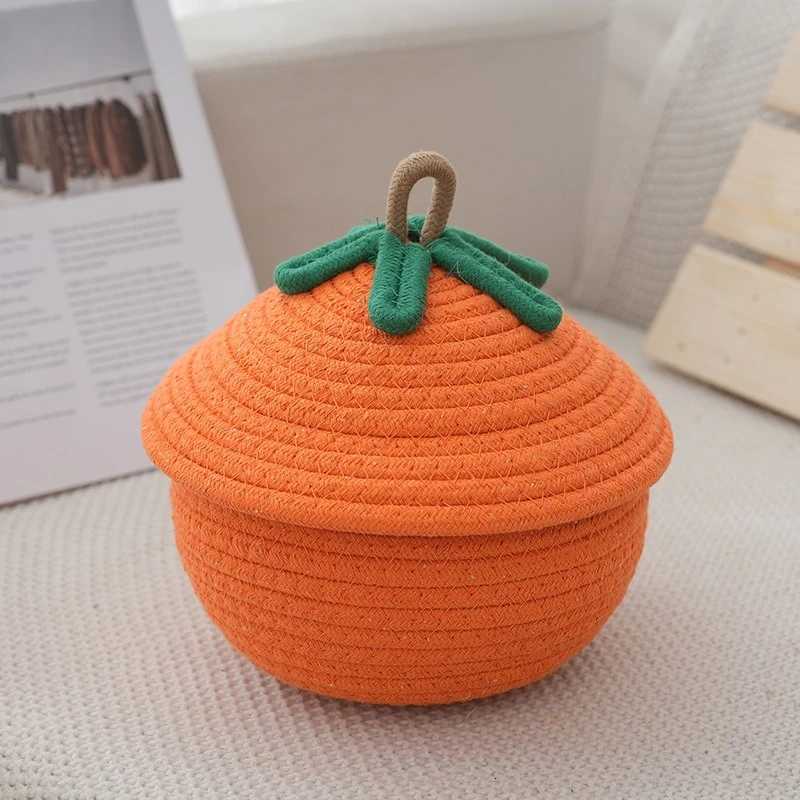 Cotton Rope Pumpkin Large Capacity Storage Basket with Lid Dust-Proof Clutter Storage Box Suitable for Living Ro Bedro Y251112