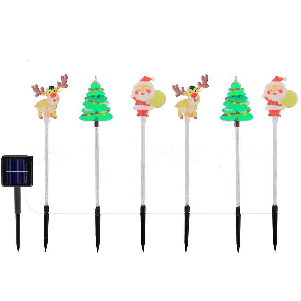 6pcs/set Solar LED Yard Stakes Christmas Lights Santa Outdoor Patio Garden Lawn Decor Holiday Lights Waterproof Festive Decor M251113