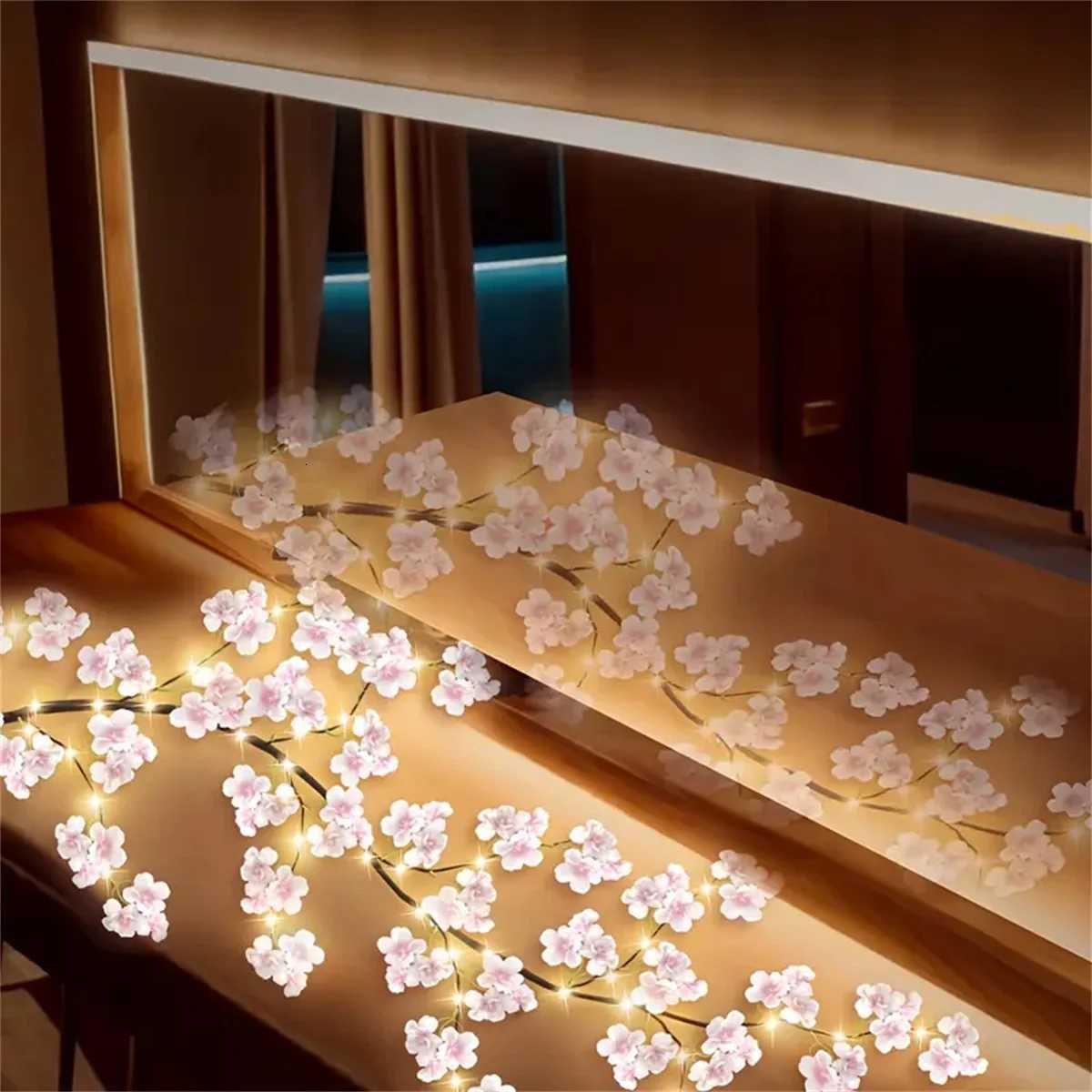 USB Powered Cherry Blossom Branch Lights 8 Modes 96LEDs String Lights for Living Room Bedroom Wedding Christmas Holiday Decor W251112