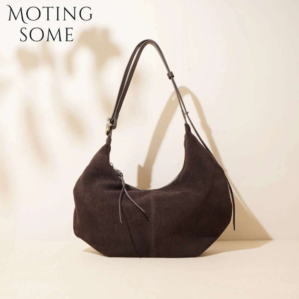 Motingsome Suede Genuine Leather Women Hobos Bags Retro Large-Capacity Bag Lady 2025 New Dumpg Purse Niche Messenger Tote