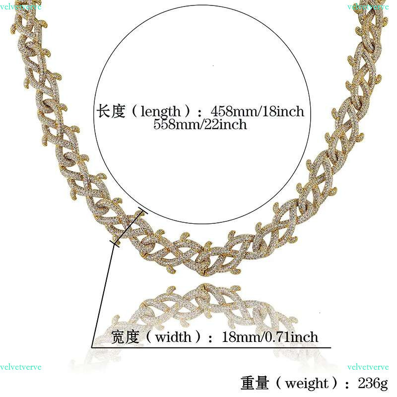 New fashion Cublic Zirconia Thorn k chain Personalized and White Gold full CZ Stone Mens Hip Hop Iced Out Cuban Chain Necklace Wolf Tide Jewelry