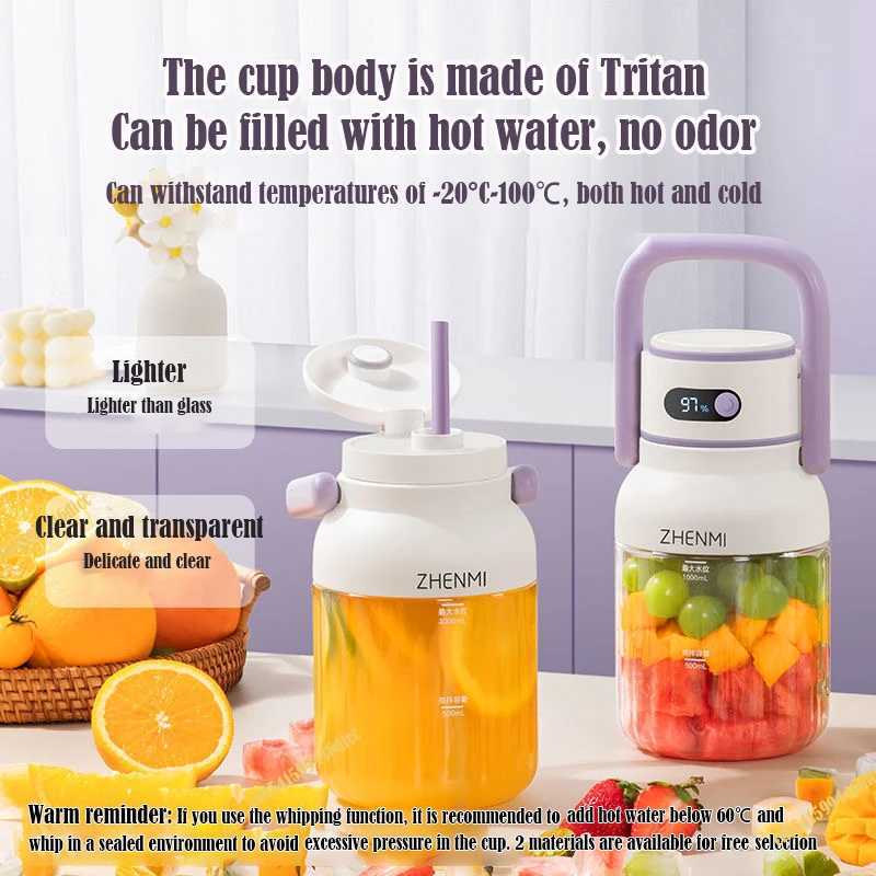 Mi Portable Juicer Electric 1L Large Capacity Juice Cup USB Charging Fruit Blender Fresh Separator Press Machine Send A Straw C251113