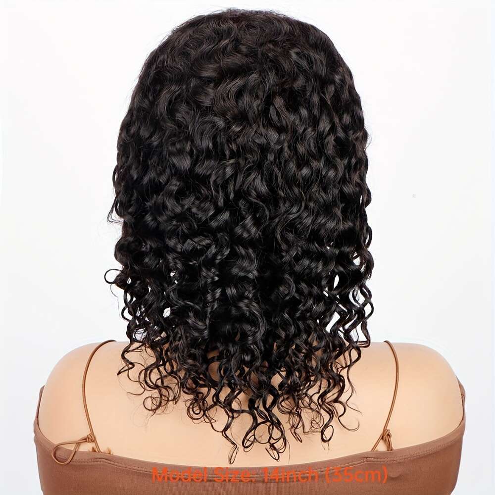 Women's Curly Water Wave Human Hair Wig With Closure - 200% Density Natural Texture, 4X4 Lace Front, Easy-To-Style Short Hairpiece For All Light 