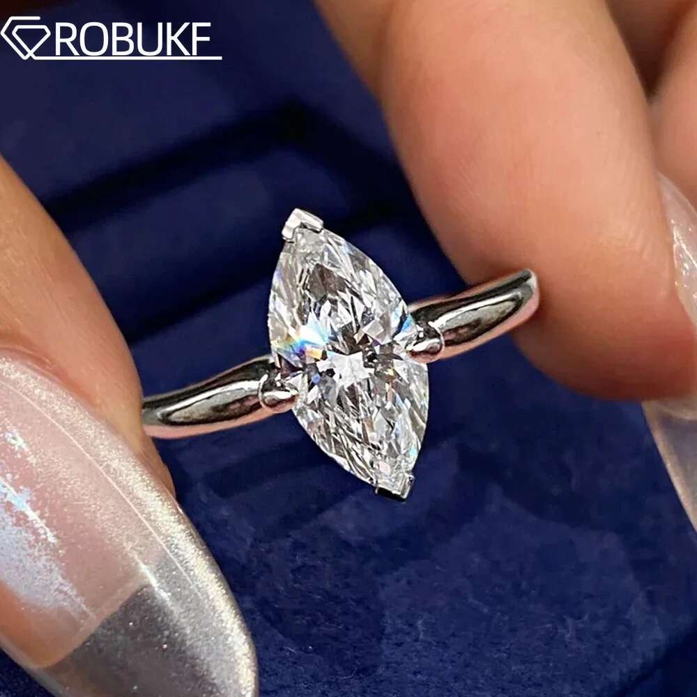 1-3CT Marquise Cut Moissanite Dia Engagement Ring For Women S Sterling Sier Wedding Band Jewelry Gifts With Certificate