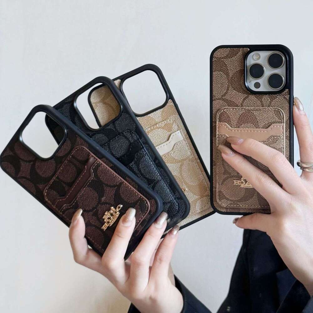 DHelectronics Trendy Brand Patchwork Dual Slot iPhone 17 Case Coin Card Holder 14 Protection 16 Pro Max Shockproof