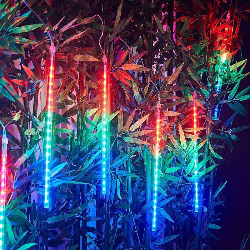 EU Plug LED Meteor Shower Light 8 Tubes 30/50cm Holiday String Lights Fairy Garden Decor Outdoor Street Garland Christmas Decor W251112
