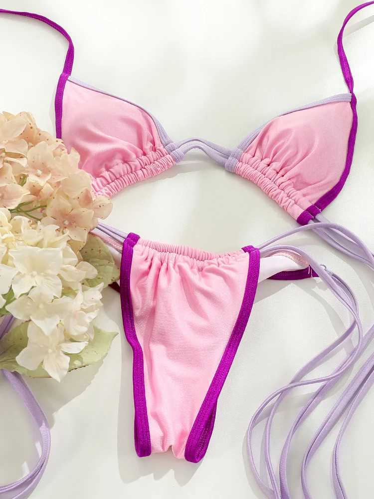 Rinabe Bandage Swimwear Swimsuit Women Triangle Bikinis Micro Thongs Bathing Suits Sexy Biquini Brazilian BeachwearW251113