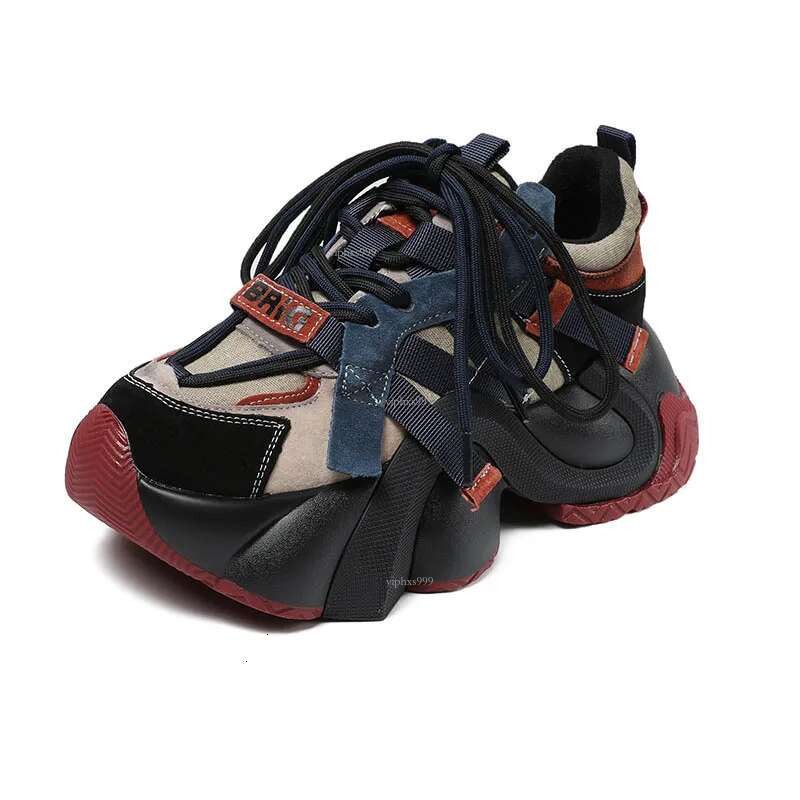 Free Shipping Designer Shoes Featuring A Thick Bottomed Sponge Cake Fashionable Color Matching Lace High Heels Dad Casual Sports Travel Single Shoes W