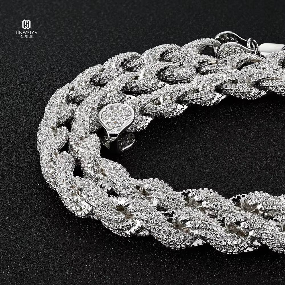 Nice Bling 8mm Cuban Link VVS Moissanite 925 Hip Hop Iced Out Cuban Link Chain 18k Gold Plated Necklace New Year Gift