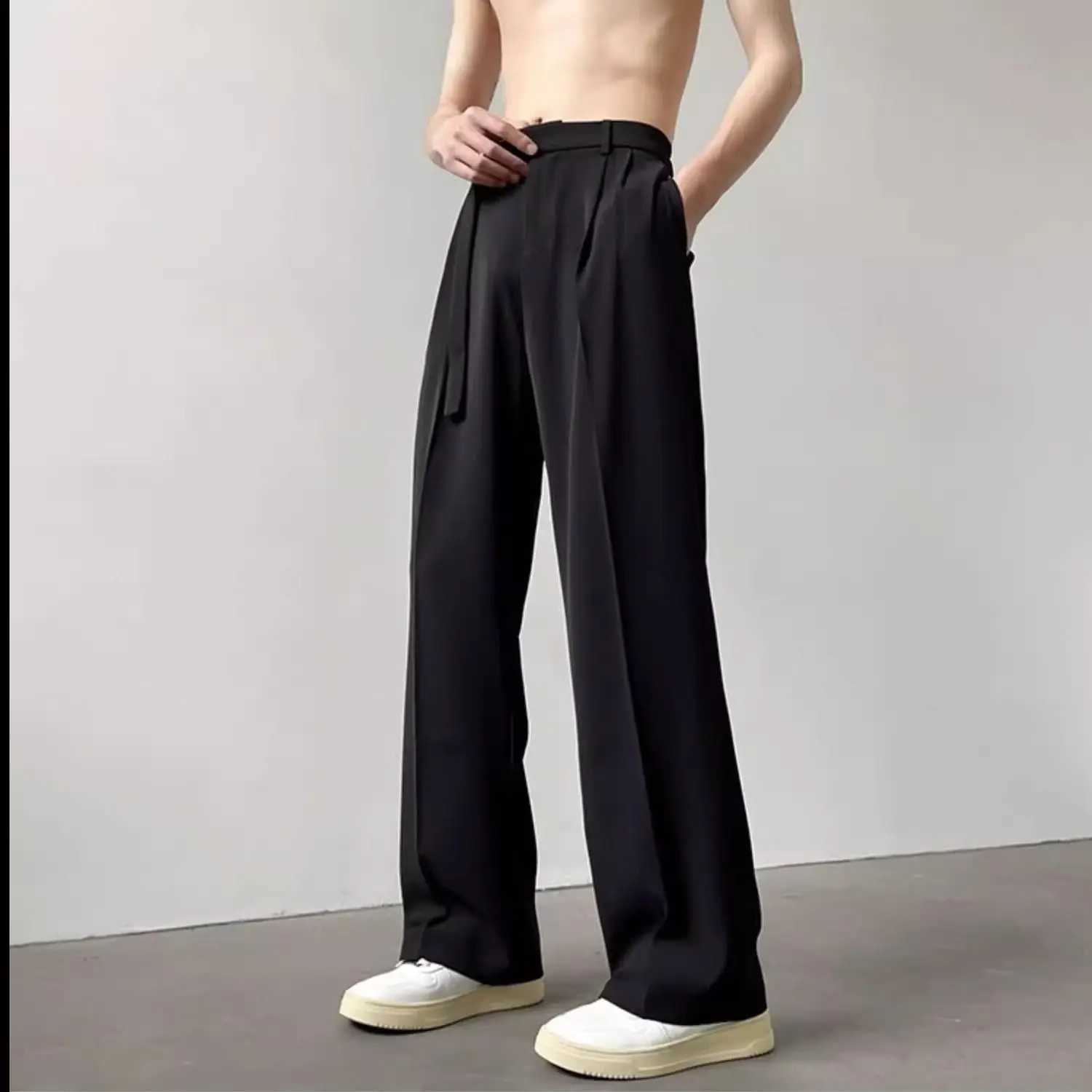 Loose casual pants set designed for boys Japanese light luxury high-end loose straight wide leg loose fitXJ250412