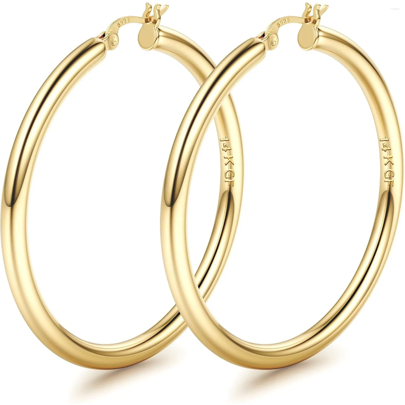 Hoop Earrings Drperfect 14K Gold Plated Chunky For Women Hypoallergenic Silver Needle Lightweight Large Hoops Jewelry