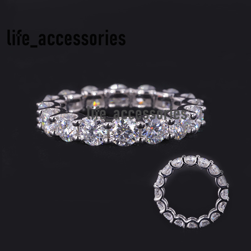 Starsgem Moissanite Eternity Band U Prongs Round Shape 10k Real Gold Ring Wedding Gift Appointment Custom Gold Ring