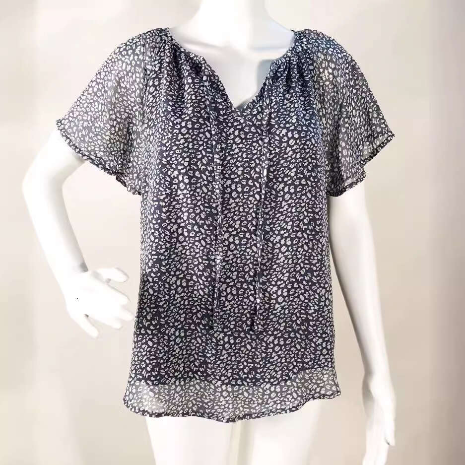 8-Color High-Quality Summer Women's Floral Casual V-Neck Chiffon Shirt Loose And Simple Short Sleeved Top