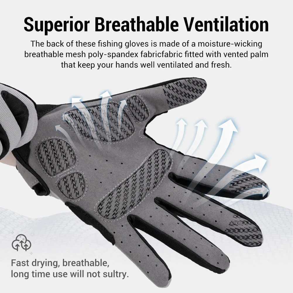 Noeby Fishing Gloves Non-slip Full Finger Outdoor Sun Protection Anti-UV Cycling Running Gloves Men Women TackleC250412