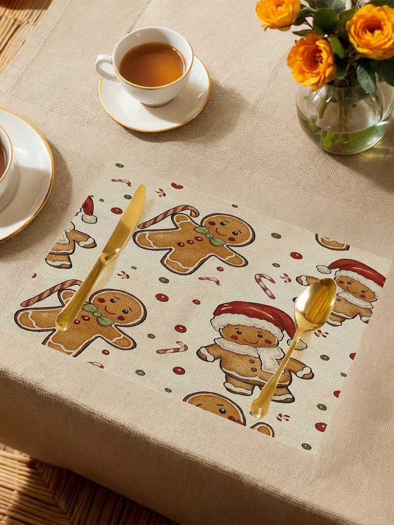 Christmas 1 Gingerbread Man Christmas Table Runner Festive Cookie Print for Holiday Dining Table Decor Cute Cheerful for Christmas Parties Y251113