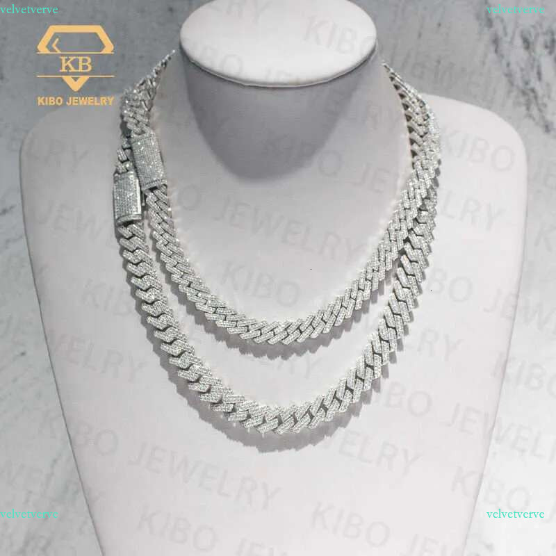 Rapper Jewelry Iced Out Hiphop Necklace For Men 8mm 10mm 12mm Sterg Sier lab dia moissanite cuban k chain very nice