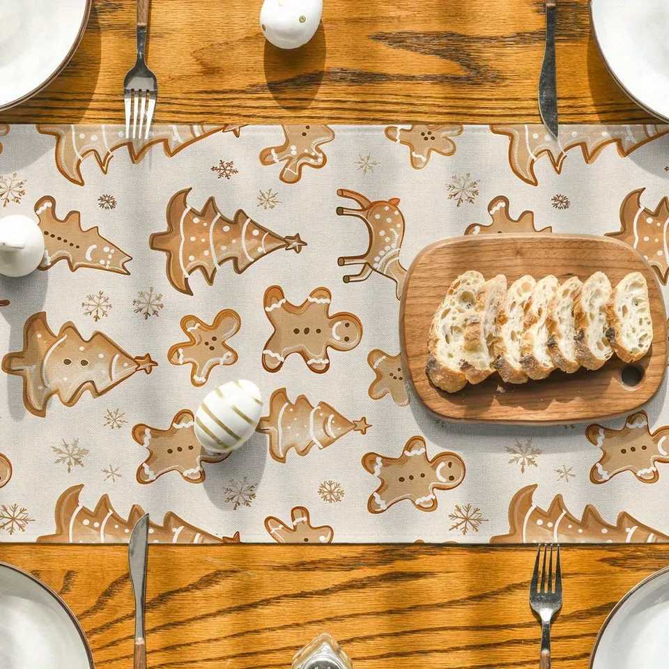 Christmas Christmas Tree Gingerbread Man and Elk Biscuits Table Decoration Table Banner Winter Christmas Holiday Kitchen Party Decoration Y251113
