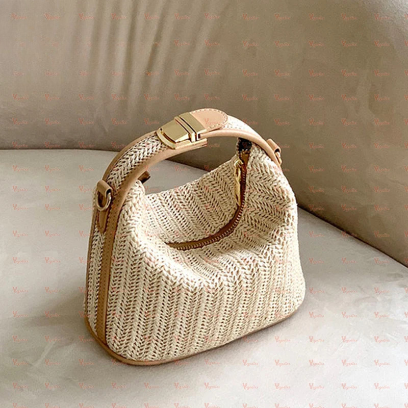 Ydlns Summer Small Straw Handbag Trendy Shoulder Woven Bucket Crossbody Casual Seaside Beach Bag Gilrs Handle Tote