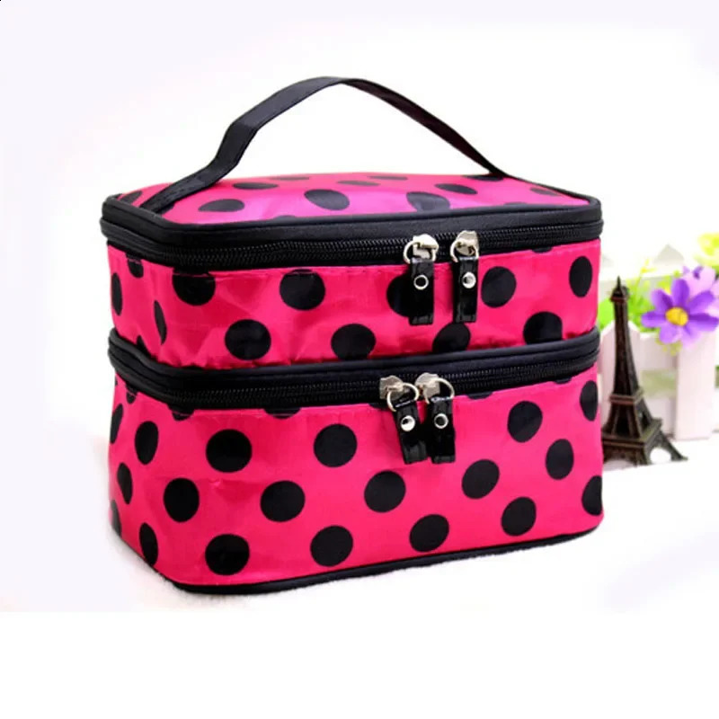 Large capacity makeup bag with double zippers for women bathroom bag travel toilet organizer waterproof storage for makeup Cas 250410
