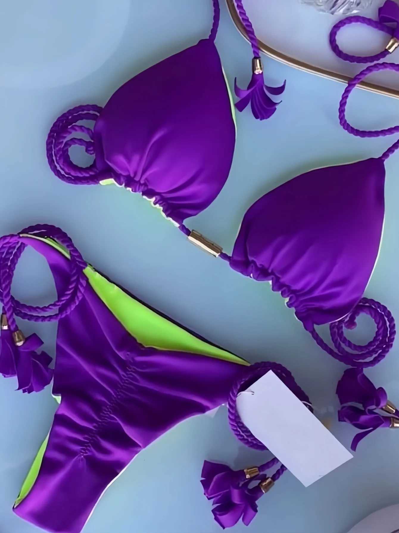 Sexy Solid color Two-piece Triangle Swimwear Womens Swimsuit Braiding rope Bikinis Set Beach Bathing Suit Brazilian BiquinisW251113