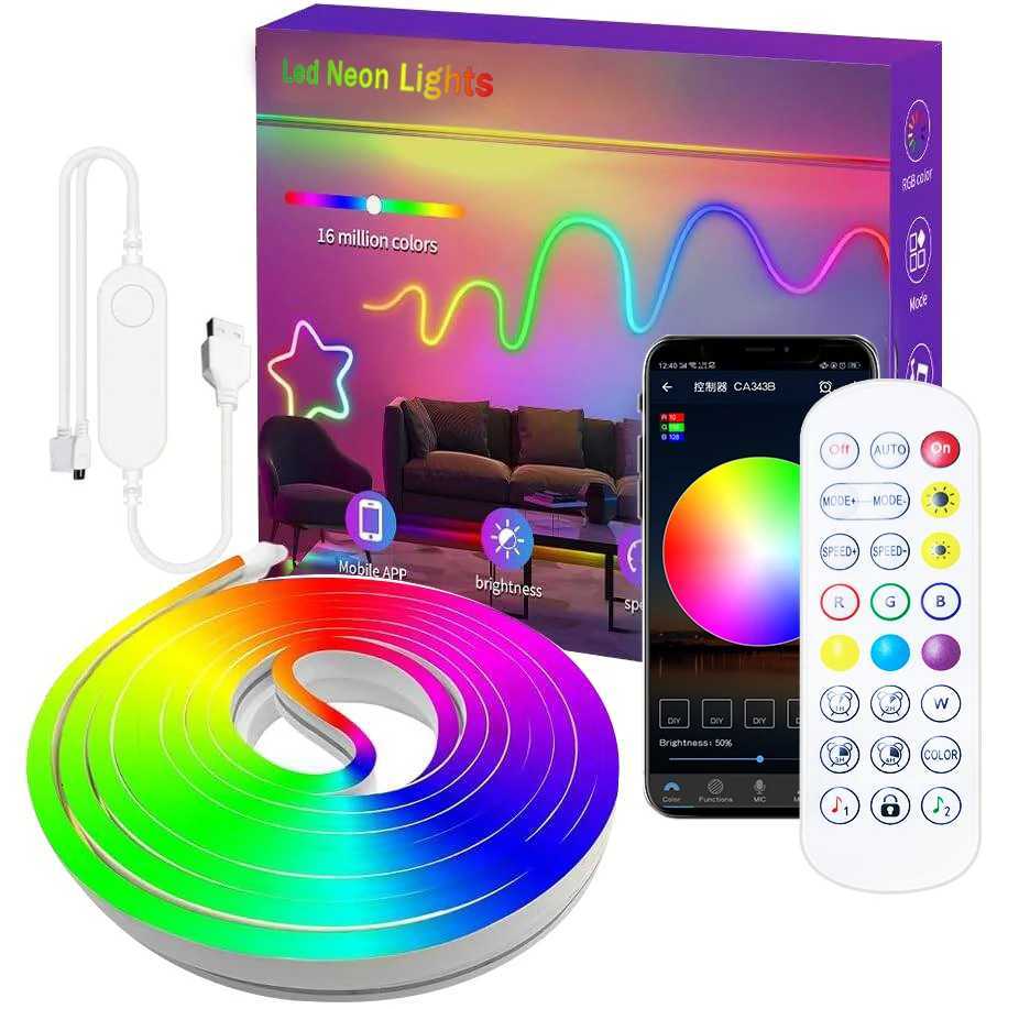 5V RGB Neon LED Strip Light 1M 2M 3M 5M 5050 SMD Flexible Waterproof IP65 USB Power Music Sync APP Control for PC Room Decor W251112