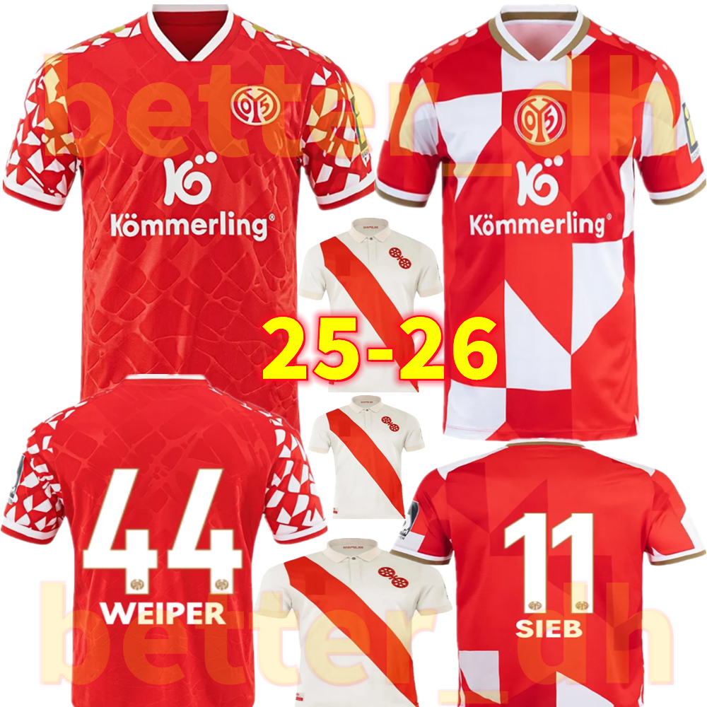 25 26 Mainz football jersey Die Nullfunfer BURKARDT 2025 2026 Dusseldorf tuna BURKARDT NIEMIIEC ONISIWO VERMEU Uniform Men's jersey Fortuna suit