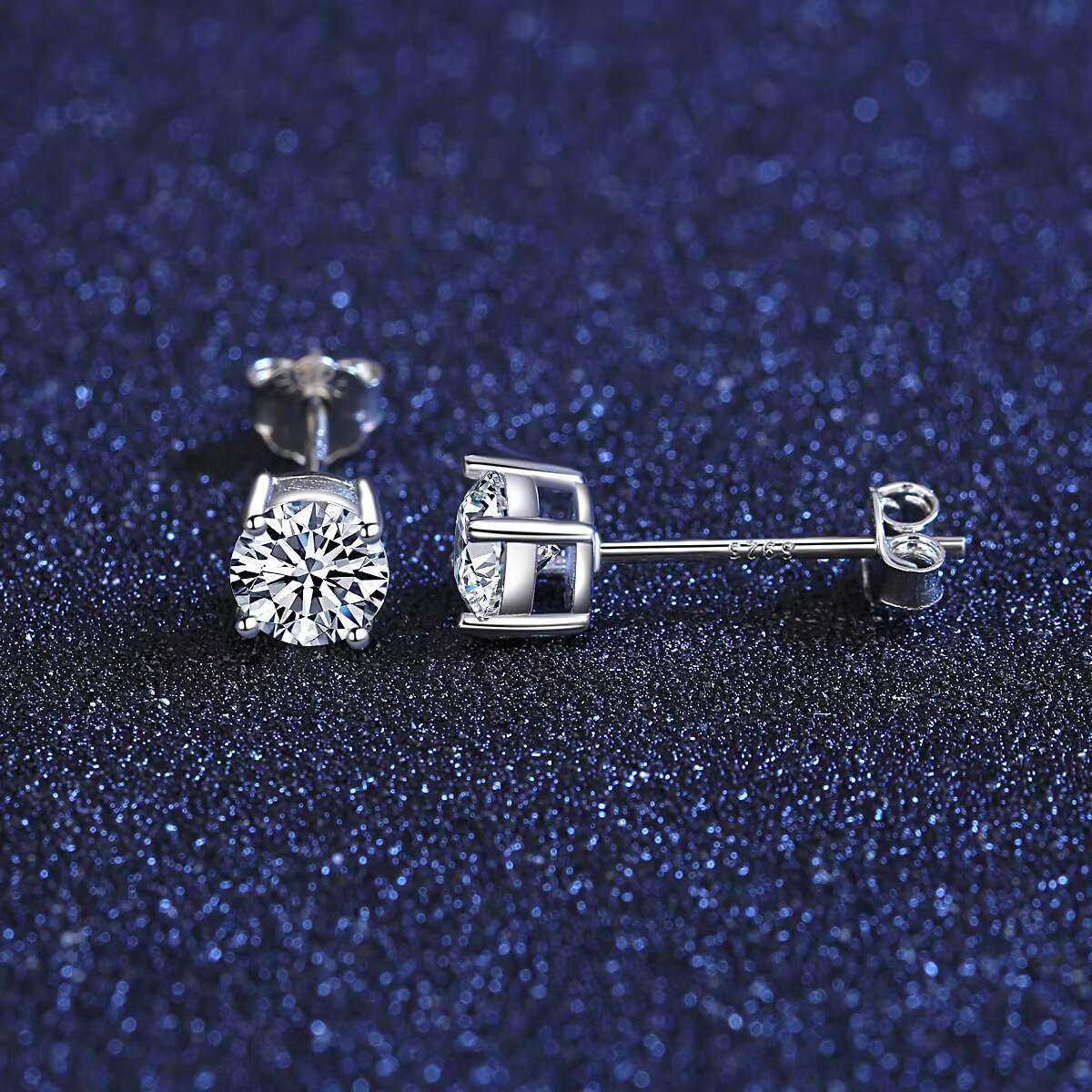 CZCITY Dazzling Minimalist Moissanite Earrings Stud 5.0mm Diamond Stone Jewelry Genuine 925 Sterling Silver Moissanite Earring