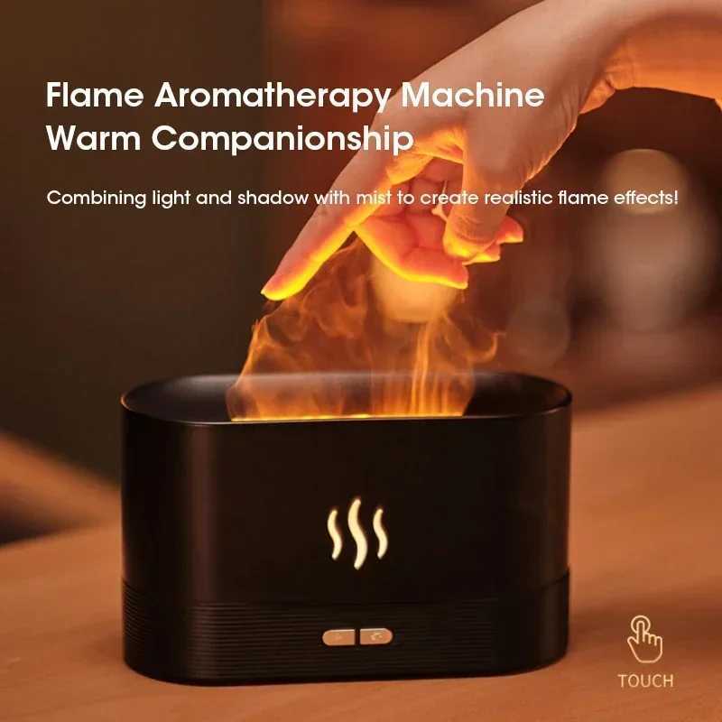 Perfume Humidifier Simulation Flame Aromatherapy Diffuser LED Ultrasonic Air Humidifier Creative Gift Essential Oil Flame Lamp Y251113