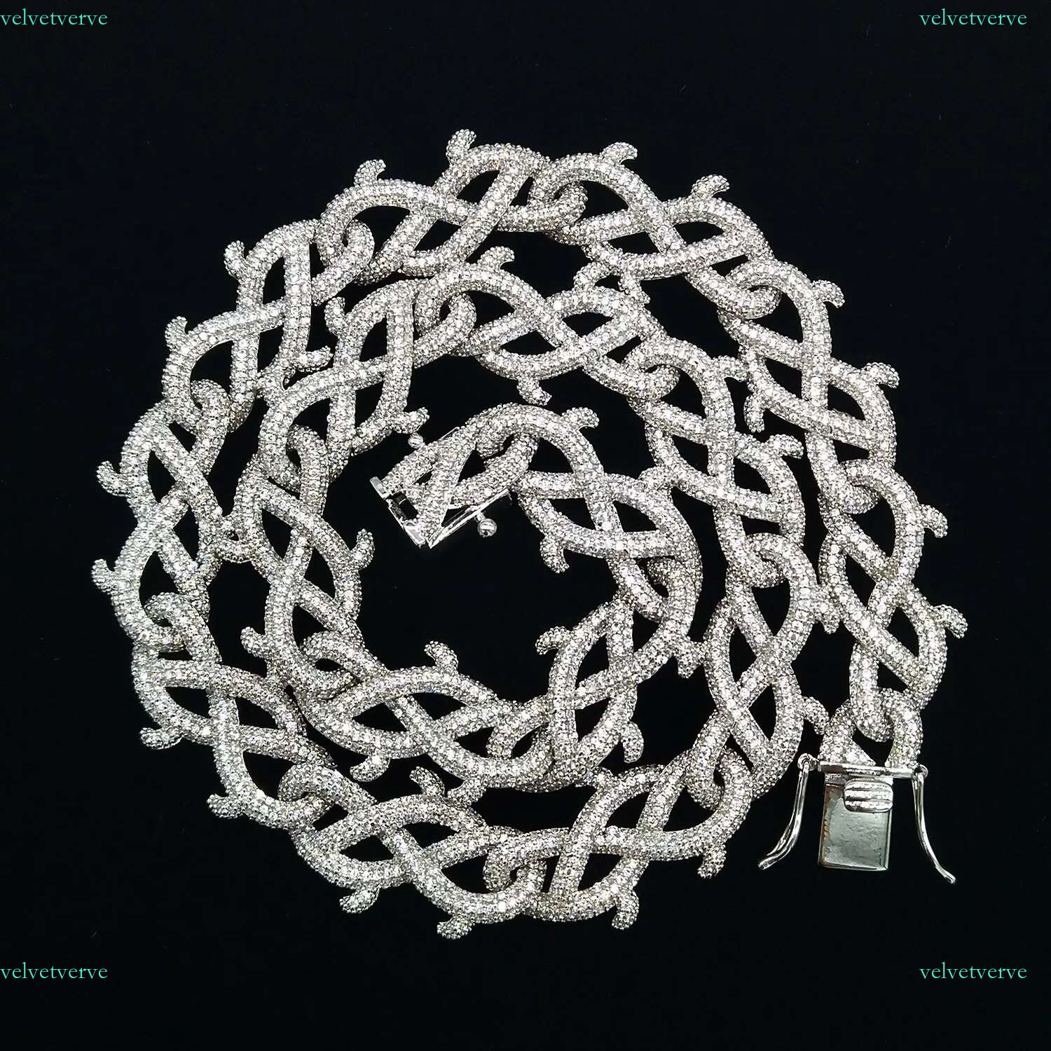 New fashion Cublic Zirconia Thorn k chain Personalized and White Gold full CZ Stone Mens Hip Hop Iced Out Cuban Chain Necklace Wolf Tide Jewelry