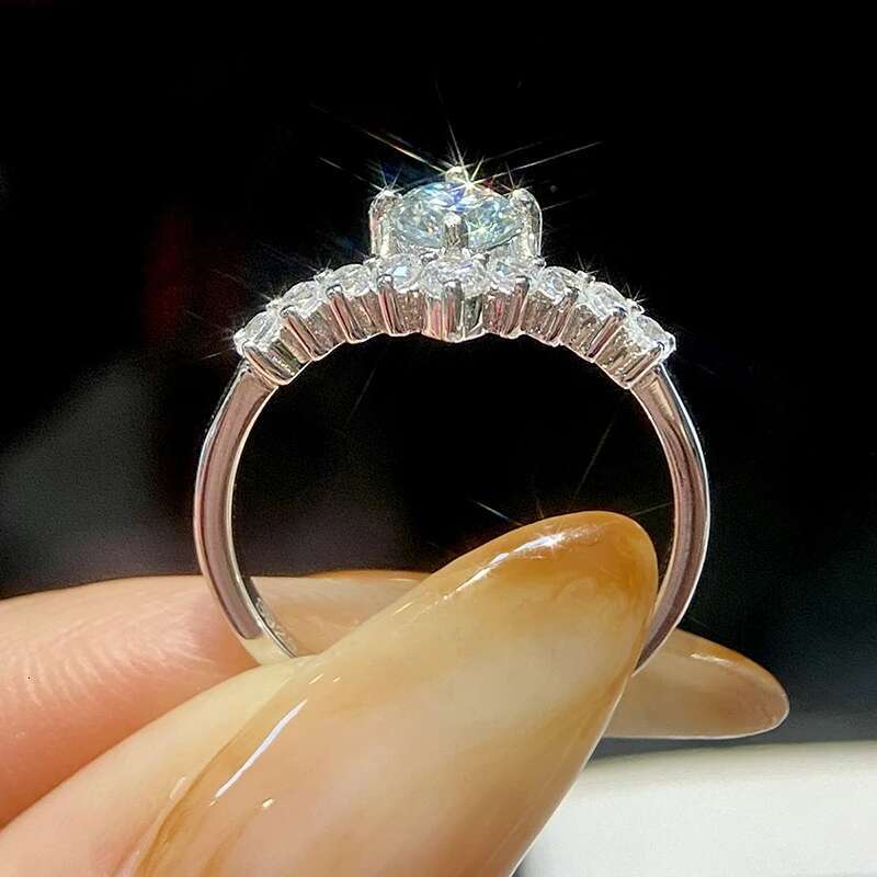 GRA Luxury Gemstone Princess Crown Rings for Women Moissanite Solitaire Ring Wedding Diamond 925 Sterling Silver Fine Jewelry