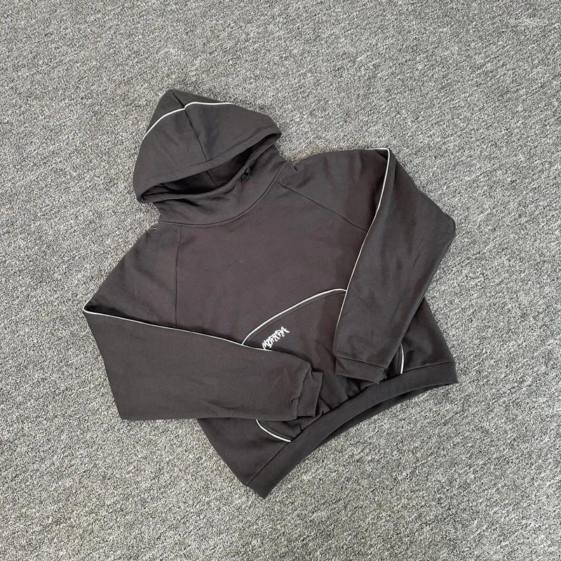 Men's Hoodies Gray Hoodie High Street Striped Patchwork Iron Solid-color Embroidered Men Women Sweatshirts Harajuku