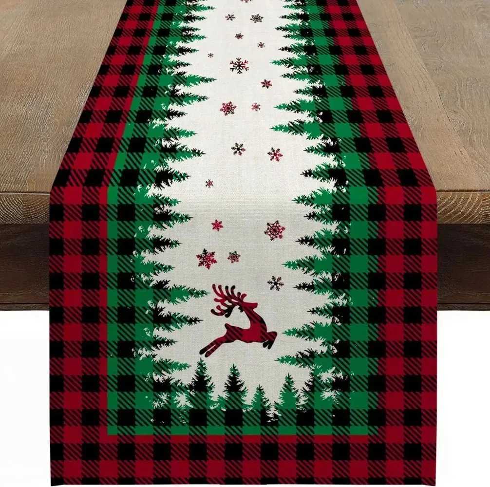 Christmas Merry Christmas Red Pine Tree Table Decoration Table Flag Winter Christmas Holiday Party Kitchen Table Decoration Y251113