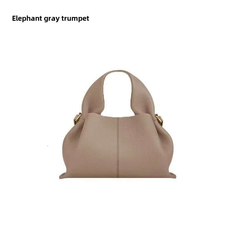 Exquisite Lychee Patterned Cowhide Dumpgs, Handheld Crossbody Bag, Handbag, Women's Minimalist Cloud Pack