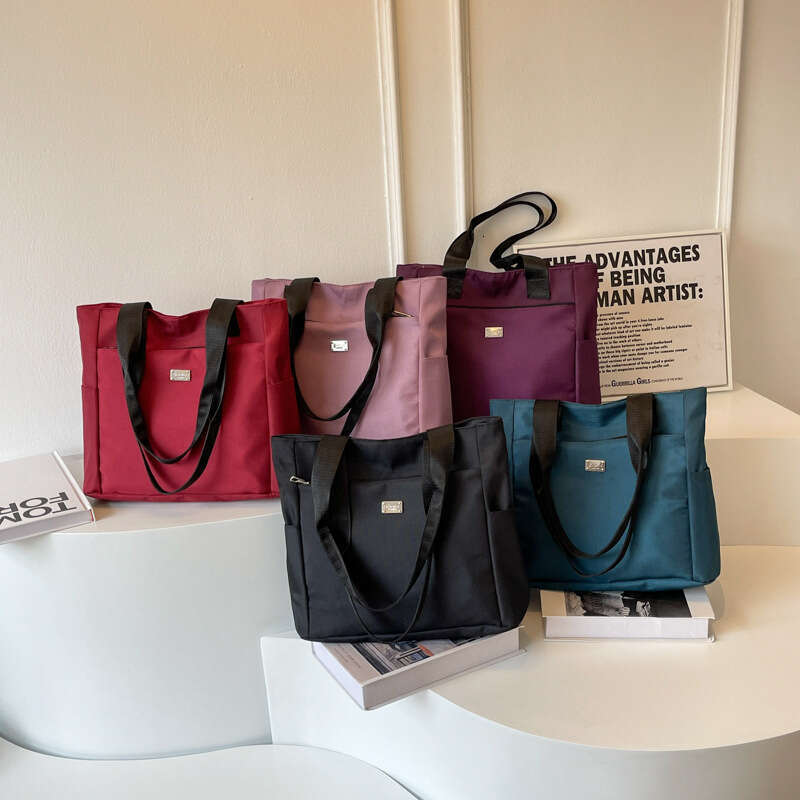 Canvas women's new large capacity Oxford cloth embroidered thread commuting tote bag, shoulder bag