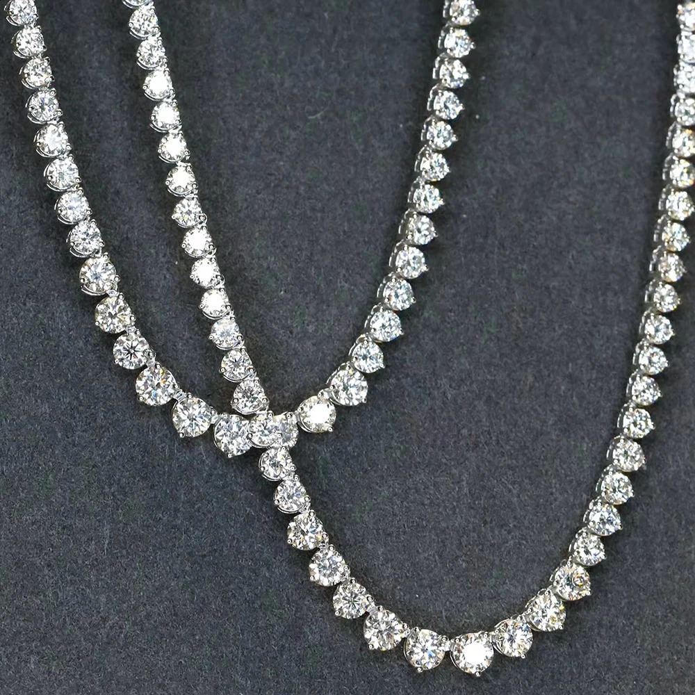3 Prongs D VVS1 Full Tennis Necklace 925 Sterling Silver 3/4/5mm Diamond Chain with GRA Fine Jewelry for Women Man 250407