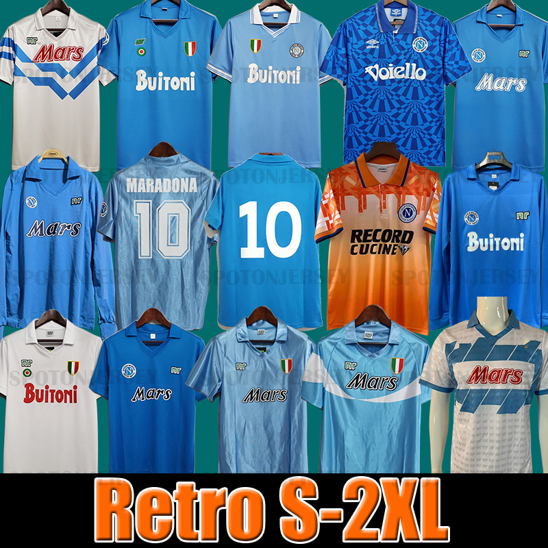 1987 1988 Napoli Retro Soccer Jerseys 87 88 Coppa Italia SSC Napoli Maradona 10 Vintage Calcio Napoli kits Classic Vintage Neapolitan Footba