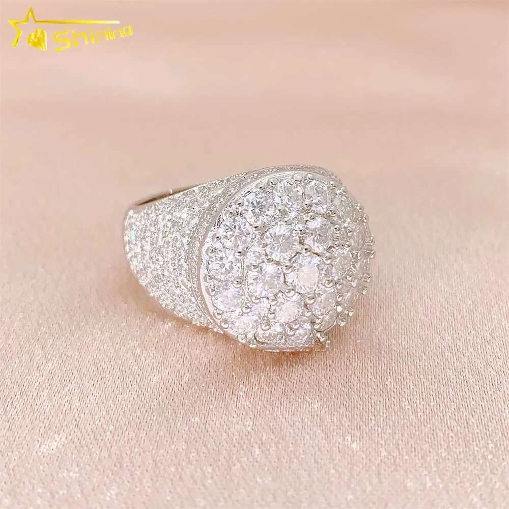 Wholesale price baguette hip hop men gold plated sterg sier pass dia tester moissanite iced out ring