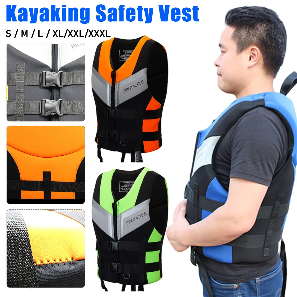 Neoprene Life Jacket Buoyancy Fishing Water Ski Vest Wear-resistant Survival Suit Water Sports Life Jacket For Swimming Fishing 250411