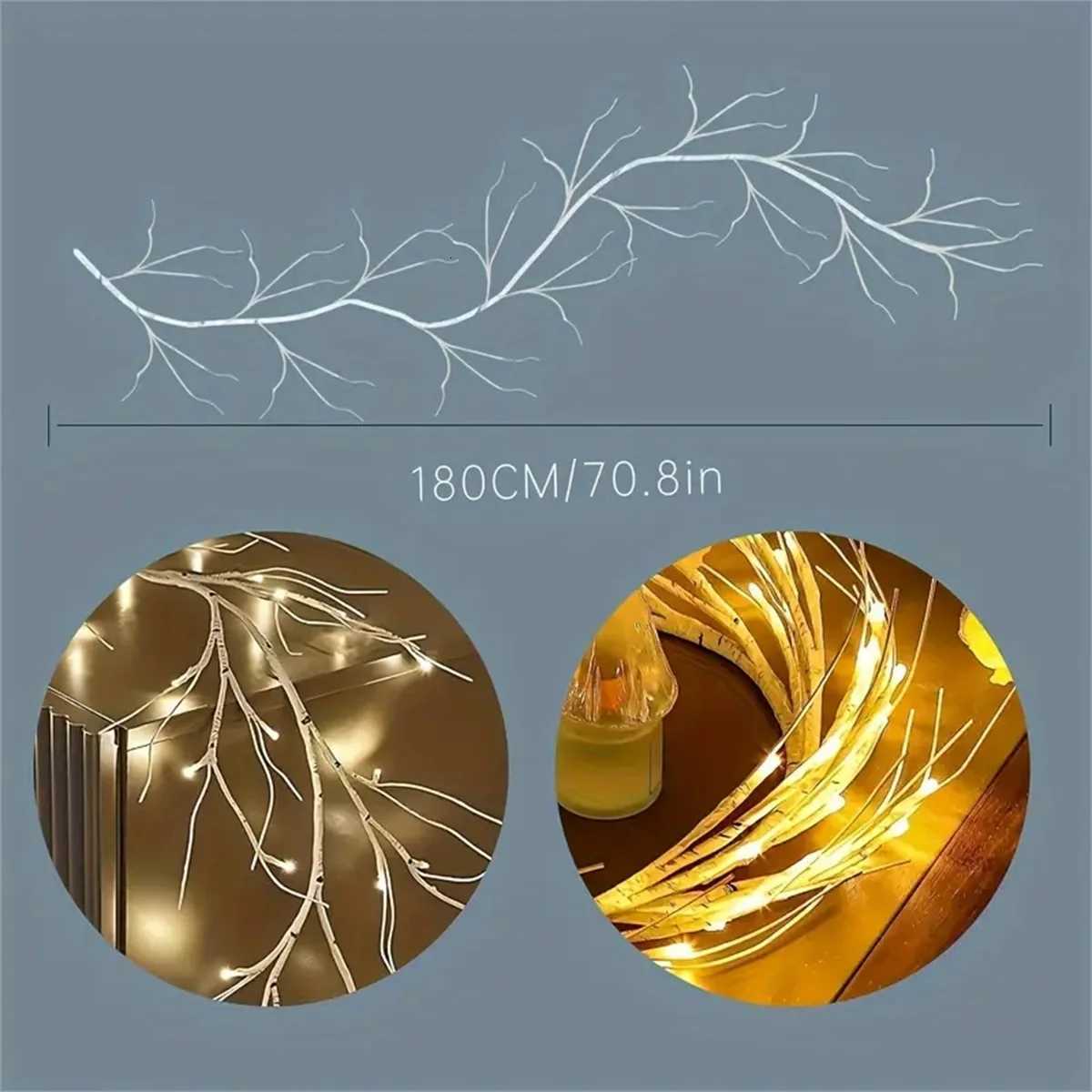 48 LED Birch Vine Lights Battery Power Artificial Branch Vine Light for Christmas Fireplaces Tables Indoors And Outdoors Decor M251113