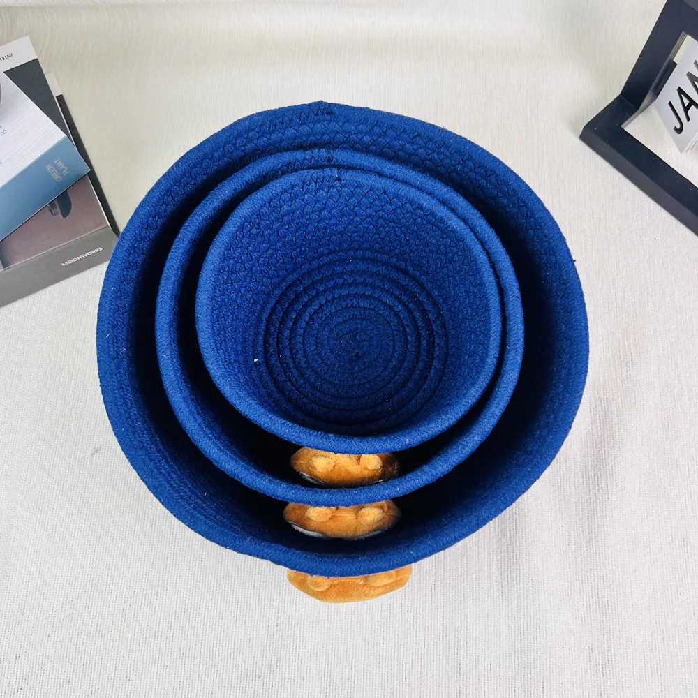mti-function Cotton Rope Hand Woven Storage case household Cartoon Tabletop Sorting Basket Bedside Storage Baskets Y251112