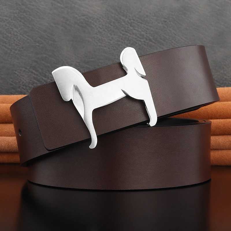 High grade Stainless steel horse slide buckle men belts 38cm wide genuine leather Waistband cowboy casual ceinture hommeW251113